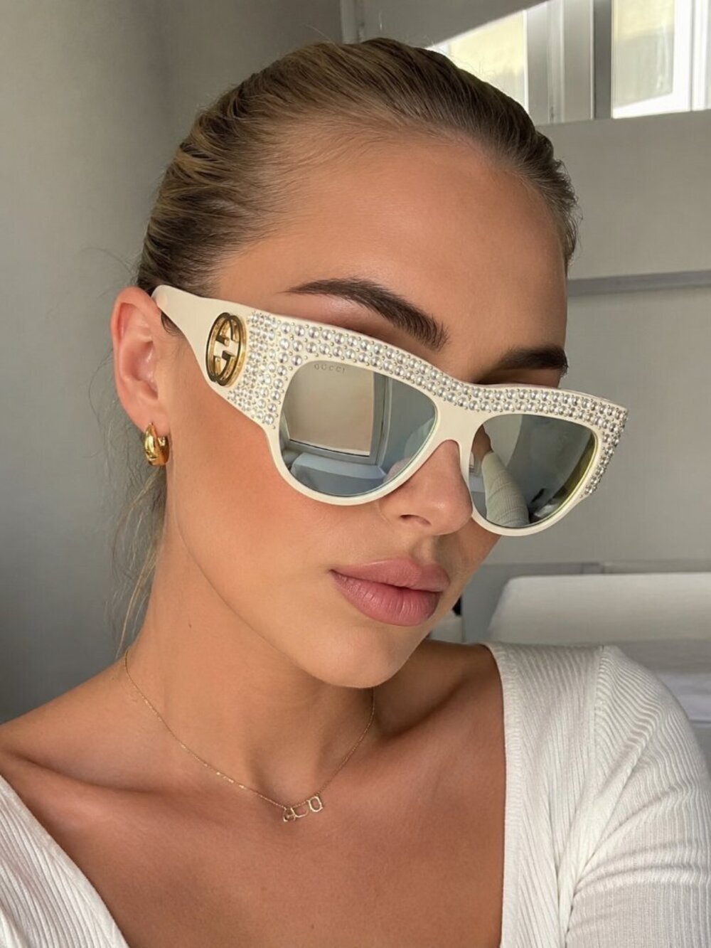 Authentic Gucci Hollywood Forever Crystal Illuminate Oversized Sunglass $1450